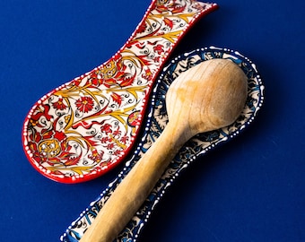 Handmade Turkish Ceramic Spoon Rest: Kitchen Decor Gift
