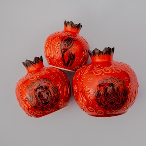 Handgemachte Granatapfelvase 3er-Set, Keramikverzierung, Wohnkultur, türkische Vasen, Tischdekoration, Kunst Drei Vase, rot, grün, Weihnachtsgeschenk