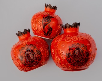 Handmade Ceramic Pomegranate Vase Set: Turkish Home Decor