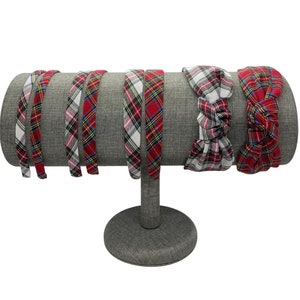 Ivory Tartan Plaid or Red Tartan Headbands - Top Knots or Standard Headbands