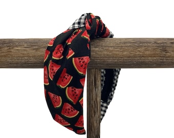 Top Knot Headband | Watermelons & Gingham Plaid
