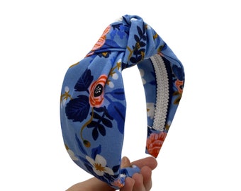 Periwinkle Floral Top Knot Headband from Rifle Paper Co. Fabric