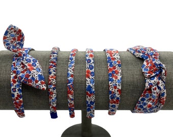 Rode, witte en blauwe hoofdbanden van Liberty of London Fabric | Americana patriottische hoofdbanden