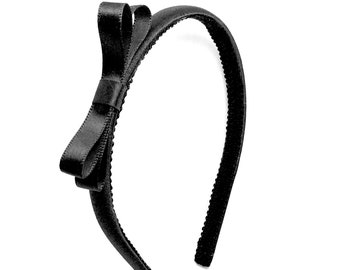 Skinny Satin Bow Headband | Black, Navy, Light Blue & more | Choose from 11 colors