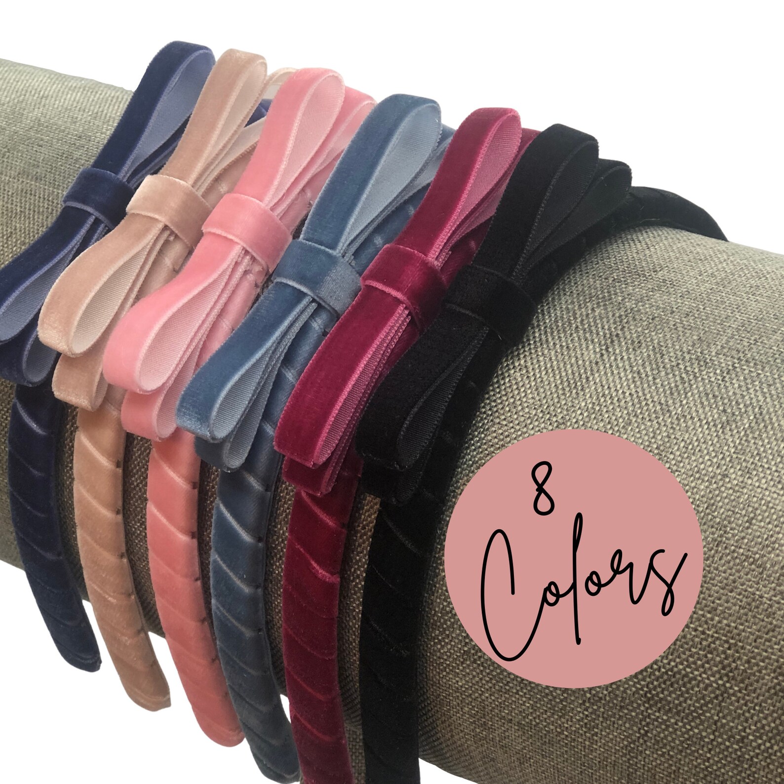 Velvet Bow Headband Preppy Hairband Black Red Navy Etsy