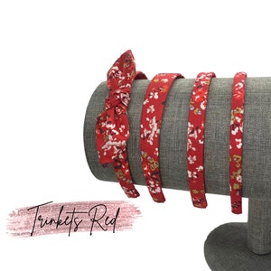 Floral Headbands Red or Ivory Skinny, Thin, 1 inch, Bow Headband image 7