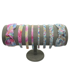 Rainbow Top Knot Headband: Floral Fabric Hair Accessory