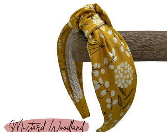 Fall Top Knot Headband - Mustard Floral or Taupe & Navy  display picture 3