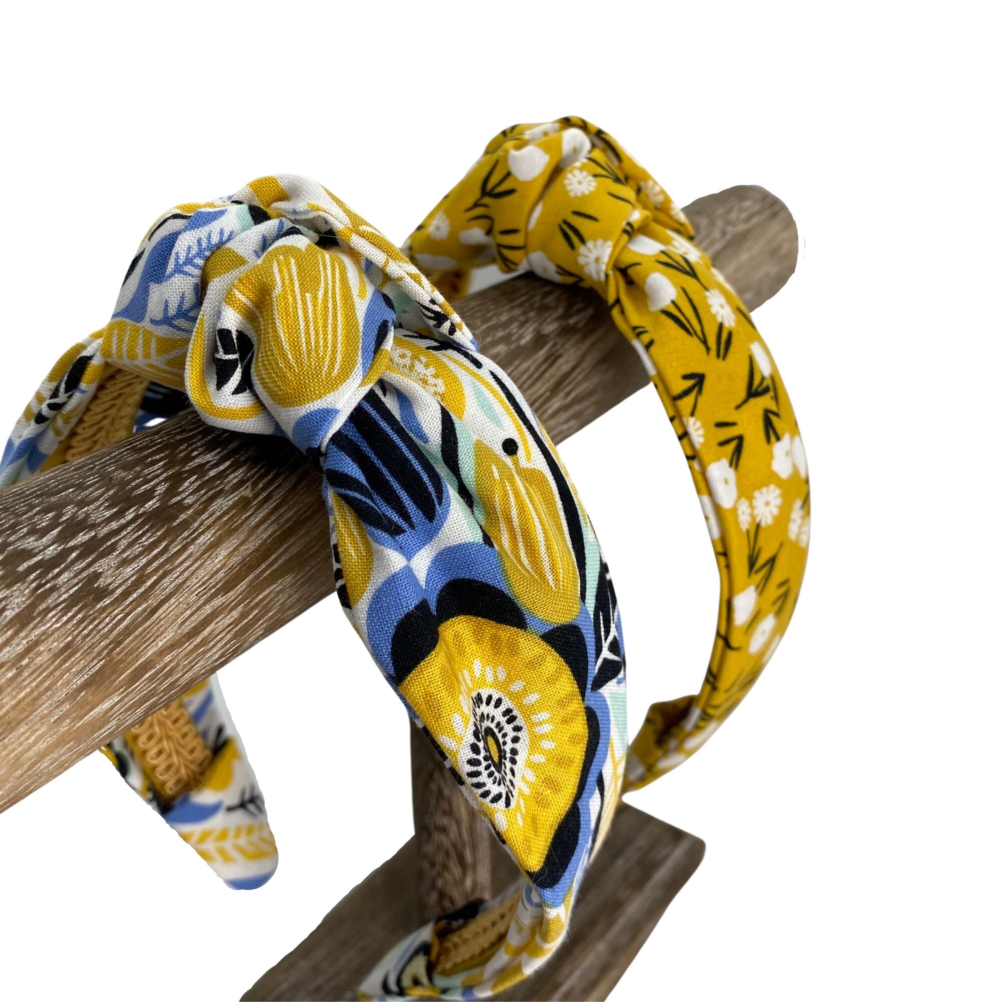Yellow Top Knot Headbands - Mustard Ditzy Floral or Mustard  display picture 3