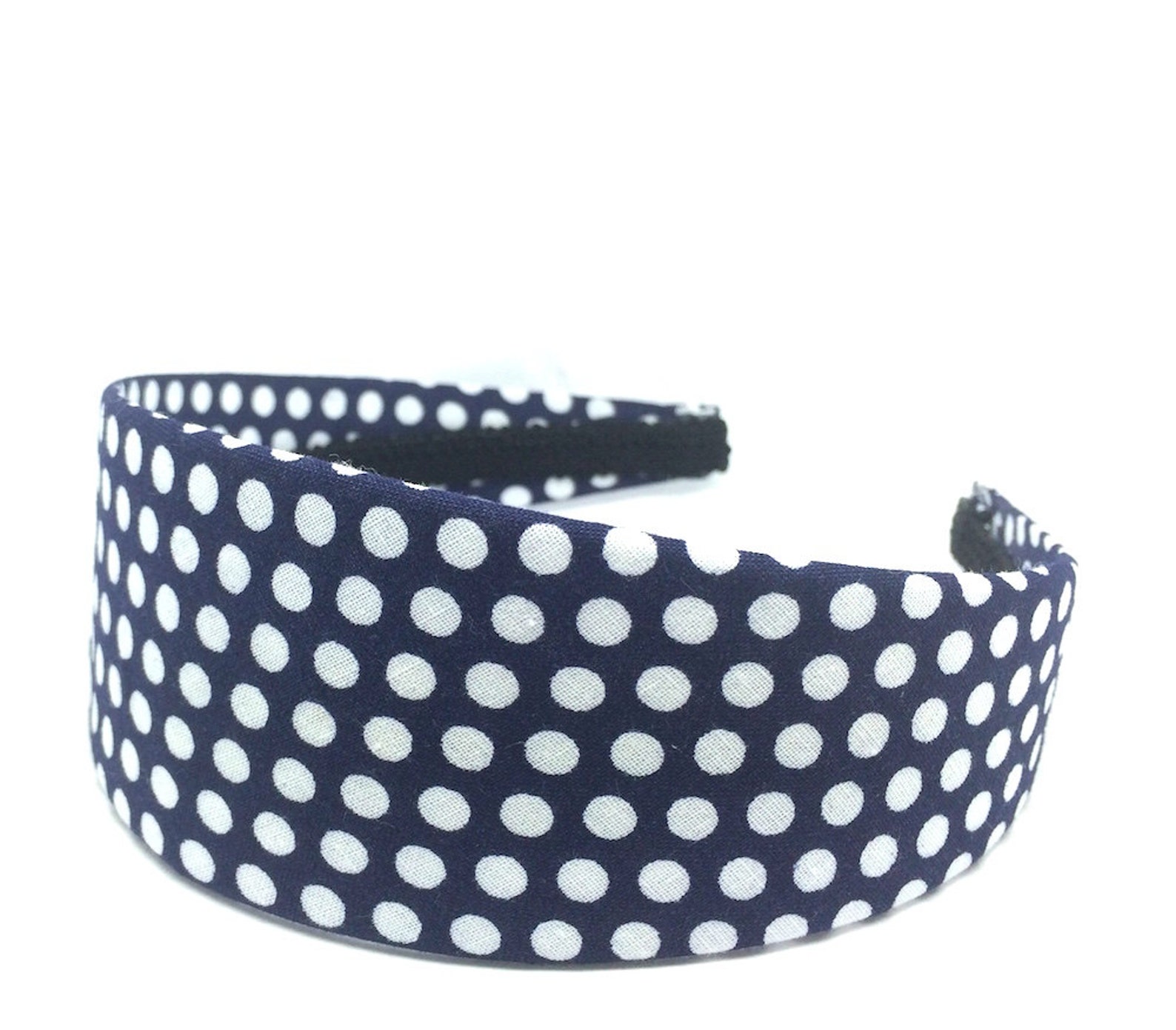Wide Navy Blue Polka Dot Headband Choose Width Navy & White | Etsy