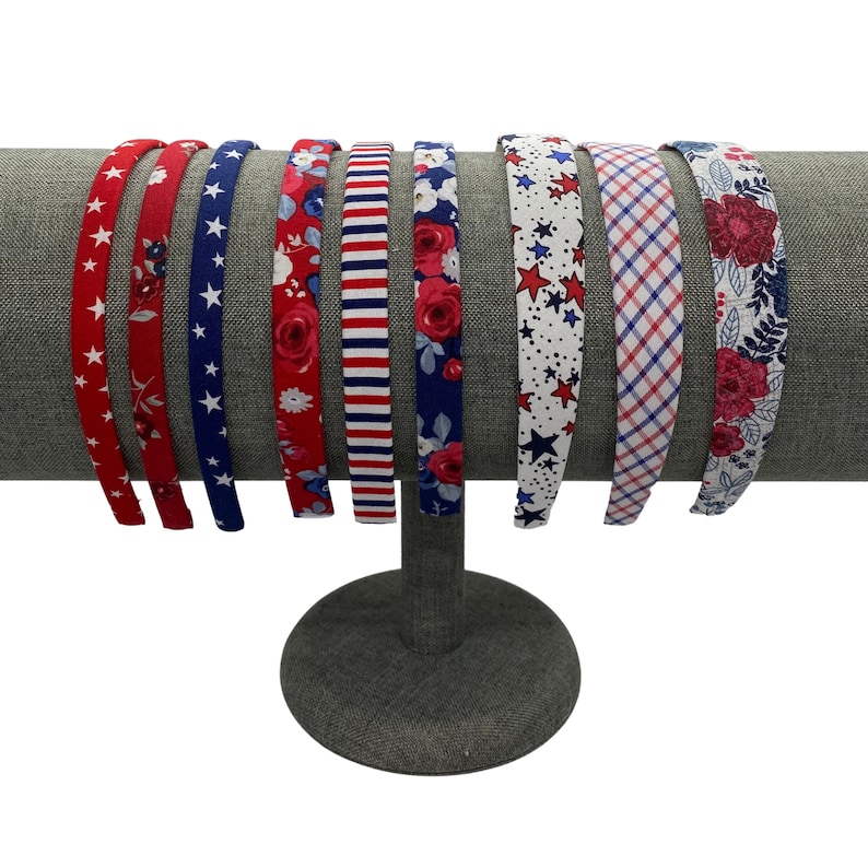 Americana Patriotic Headbands USA, America Red, White & Blue Girls or Women image 1