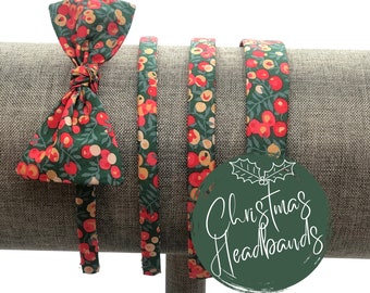 Christmas Headband from Liberty of London Fabric | Green, Red, Gold Holiday Hair Band | Girls, Women