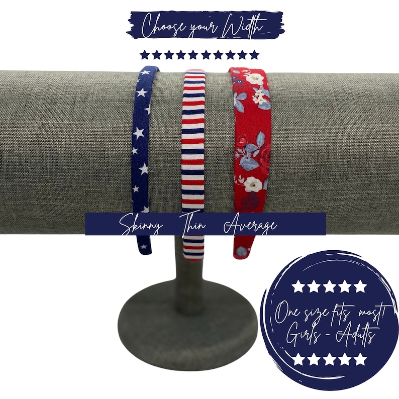 Americana Patriotic Headbands USA, America Red, White & Blue Girls or Women image 6