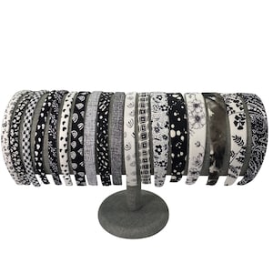 Black & White Headbands | Skinny Headbands to Wide Headbands | Girls or Women | 18 fabric choices