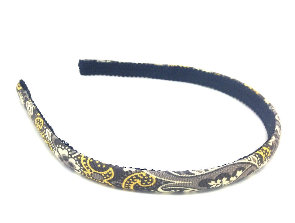 Floral Damask and Paisley Skinny Headband Preppy Gray and Etsy