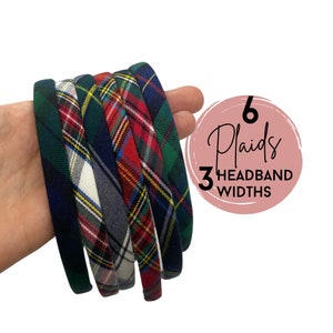 Plaid Headband | Preppy Hair band | 6 plaid choices in skinny, thin or 1&quot; headband