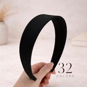 Wide Headband for Women or Girls in 32 Colors | Handmade 1.5 Inch Plain Fabric Covered Hard Headband | Comfortable Everyday Hair Accessory
