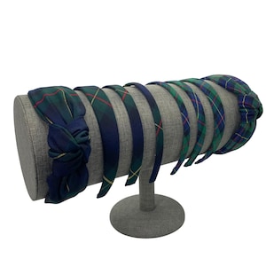 Plaid Top Knot & Headbands - Private School Plaid | Navy, Green, Yellow, Red