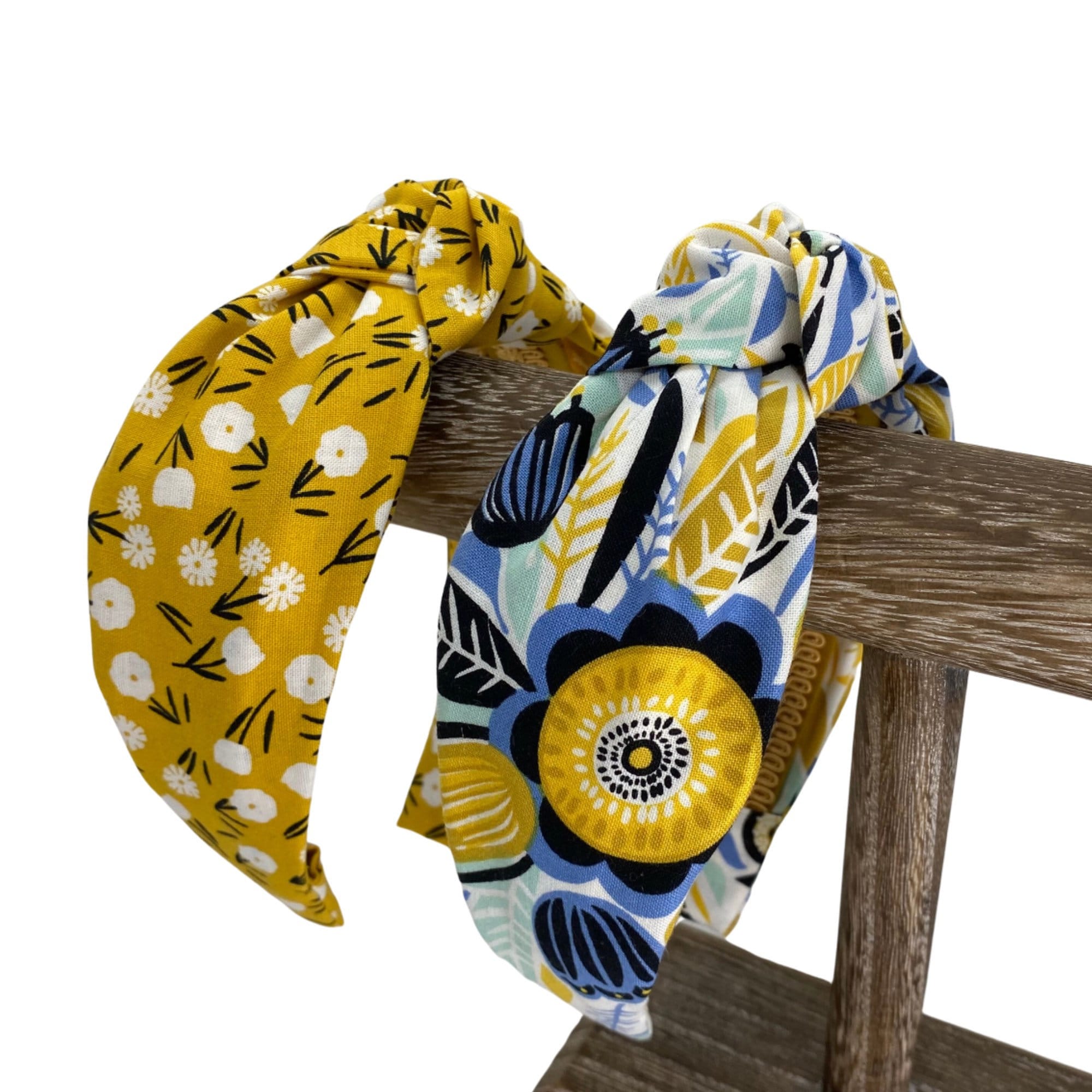 Headbands 2pc Set / NWT Top Knot Floral Headbands /Navy Mustard Set Yellow Top Knot Headbands - Mustard Ditzy Floral or Mustard  main image 2