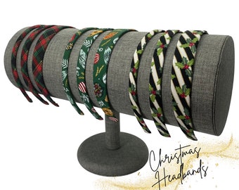 Christmas Headbands - Plaid, Holly or Ornaments | Red, Green, Gold Metallic