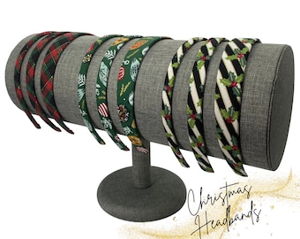 Christmas Headbands - Plaid, Holly or Ornaments | Red, Green, Gold Metallic