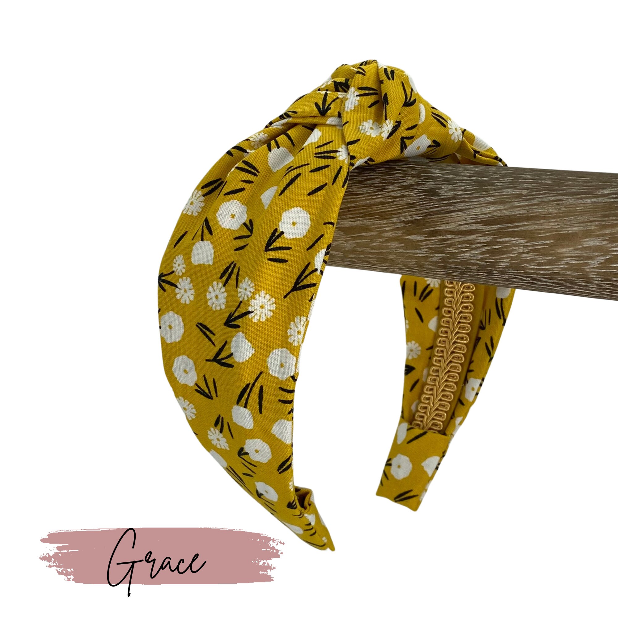 Headbands 2pc Set / NWT Top Knot Floral Headbands /Navy Mustard Set Mommy and Me Wispy Floral Headband Set – Spring Matching  main image 4