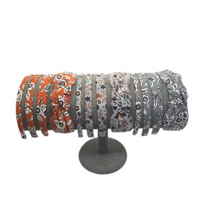 Fall Pumpkin Orange and Gray Headbands | Skinny Headbands, 1 inch Headbands & Top Knots | Women or Girls