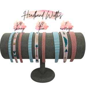 Boho Headbands Feathers, Arrows, Stripes Pink, Aqua Skinny, Thin & 1 inch Headbands image 5