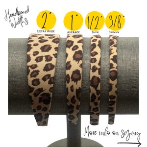 Leopard Headband Tan or Snow Leopard: Skinny to Wide Hard Hair Band women & girls image 4