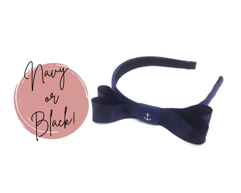 Nautical Bow Headband Nautical Headband in Navy and Gold Etsy