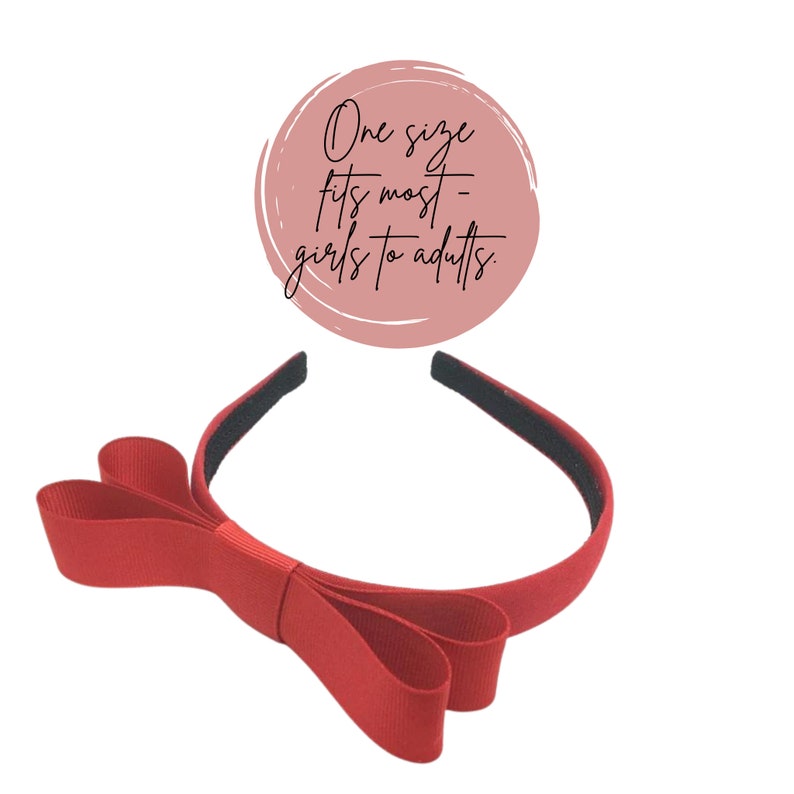 Large Bow Headband - Preppy Simple 1 inch Headband | 12 colors | Girls & Adults image 3