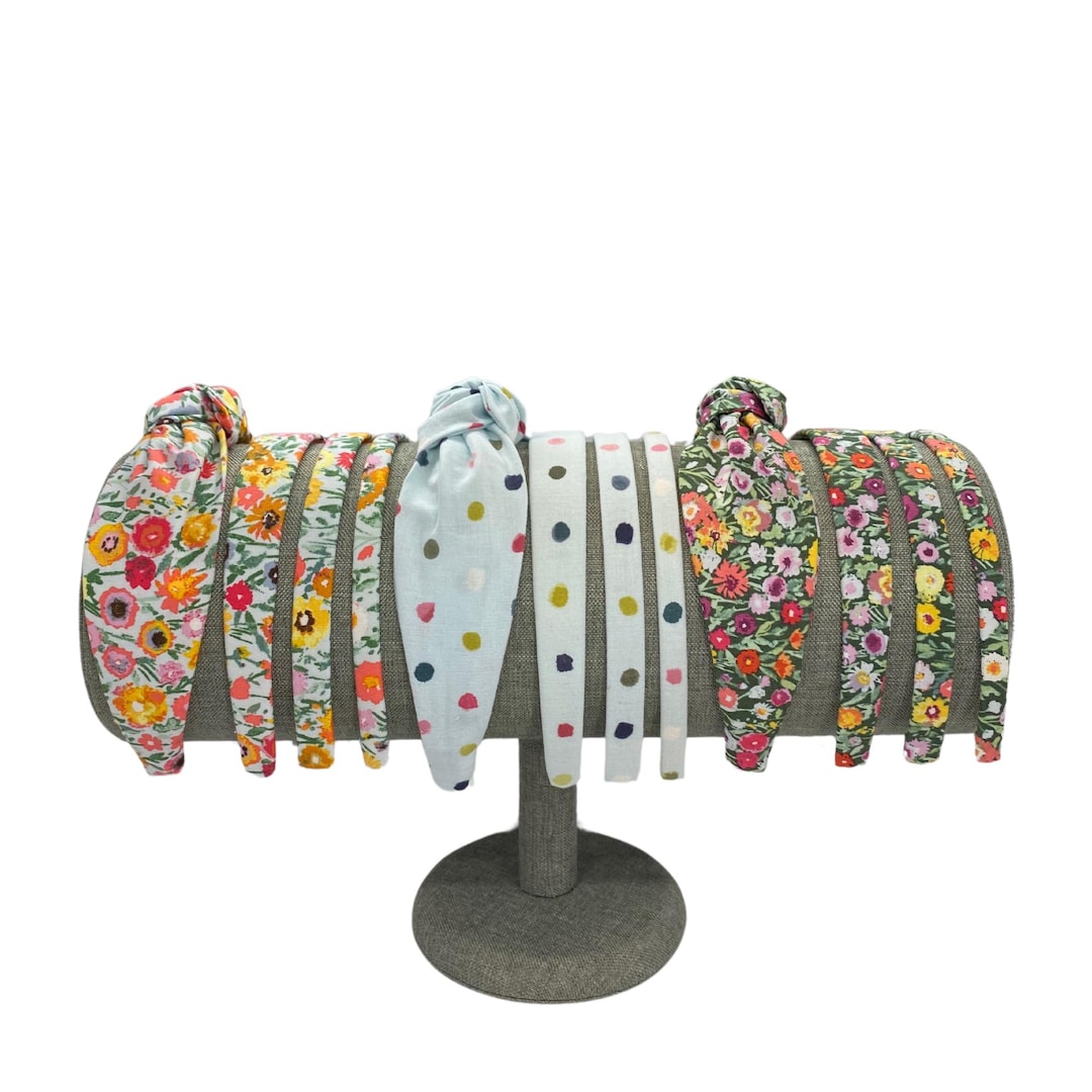 Floral Polka Dot Headband: Spring Summer Top Knot Headbands  display picture 3