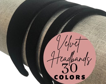 Velvet Headband - Preppy Hairband - Basic Velvet Hairband - Choose Color & width