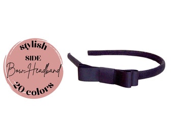 Skinny Side Bow Headband | Choose color - black, white, navy, red, green & more | girls or women