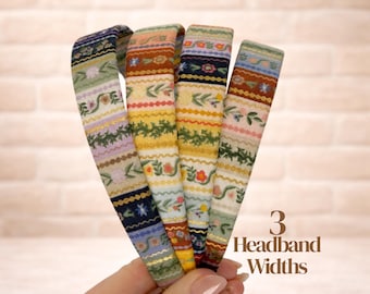 NIEUWE Rifle Paper Co-hoofdband van Gracie Gestreepte bloemenstof, Gemma-hoofdband in mager, dun, 1-inch haarband voor dames en meisjes