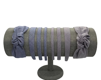 Chambray Headbands | Blue or Gray | Skinny Headbands, 1 inch Headbands & Top Knots | Denim Headbands for Women or Girls