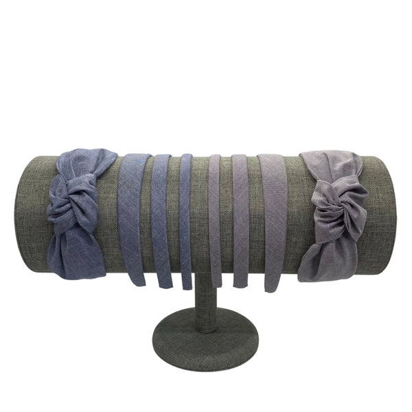 Chambray Headbands | Blue or Gray | Skinny Headbands, 1 inch Headbands & Top Knots
