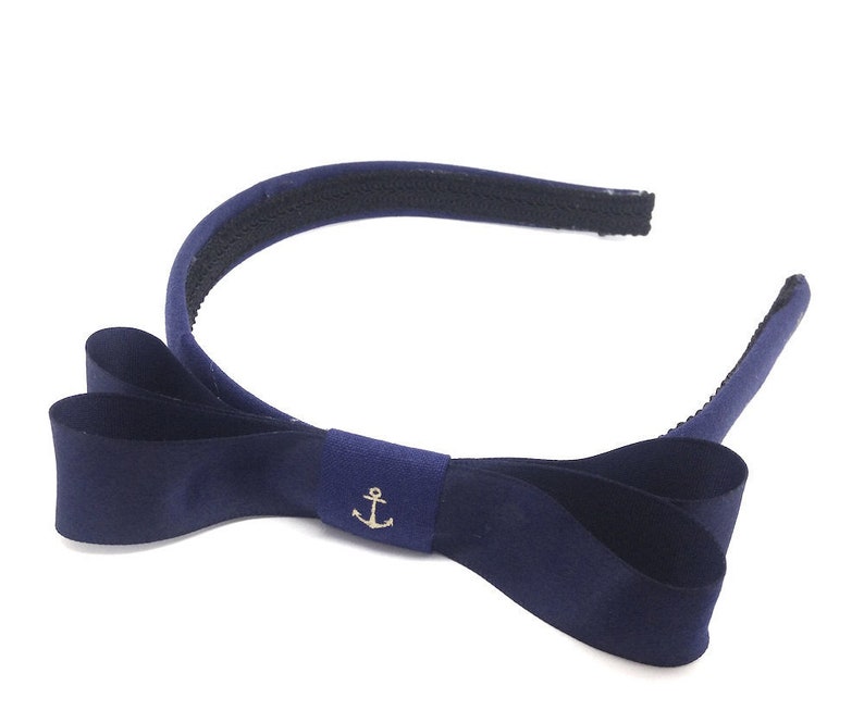Nautical Bow Headband Nautical Headband in Navy and Gold Etsy