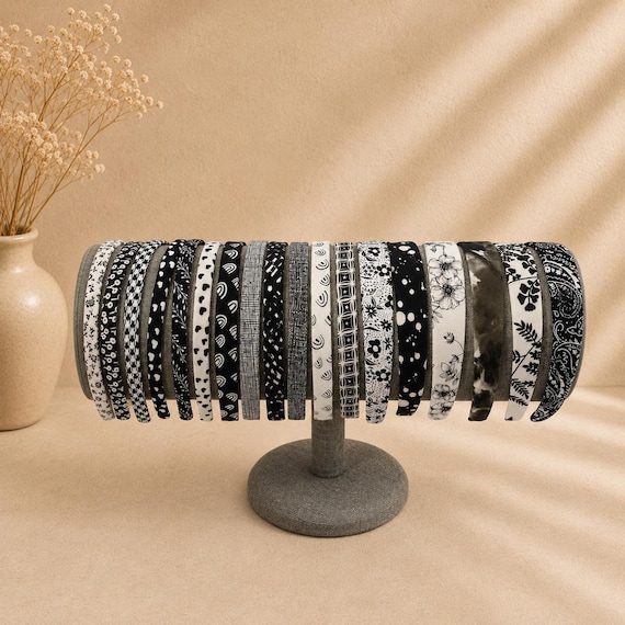 Black & White Headbands | Skinny Headbands to Wide Headbands | Girls or Women | 18 fabric choices