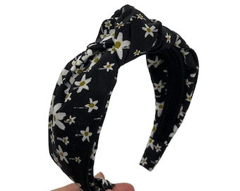 Schwarzes Top Knot Stirnband mit Liberty of London Starry Night Print