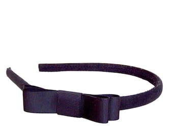 Skinny Side Bow Headband | Choose color - black, white, navy, red, green & more | girls or women