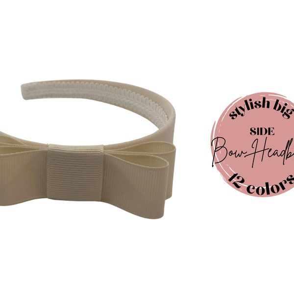 Side Big Bow Headband in Beige, Black, Navy & More: Girls or Women