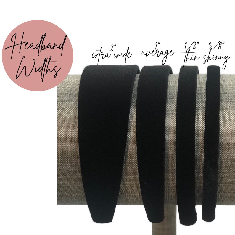 Bella Headbands velvet headbands available in 30 different colors.  Choose from skinny, thin or one inch headband.  Velvet headbands that fit girls through adults. Handmade headbands made in Vermont by Marcia