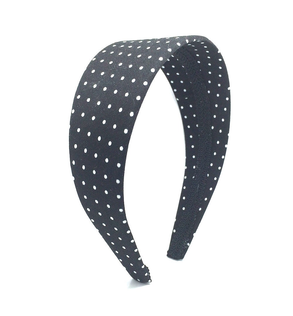 Wide Headband Black and White Polka Dot Headband Big GIrl Etsy