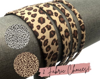 Leopard Headband Tan or Snow Leopard: Skinny to Wide Hard Hair Band | women & girls