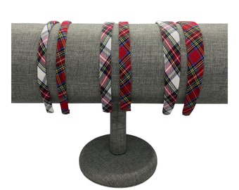 Preppy Red Tartan Plaid Headband or Ivory Tartan Plaid - Red or Ivory Plaid