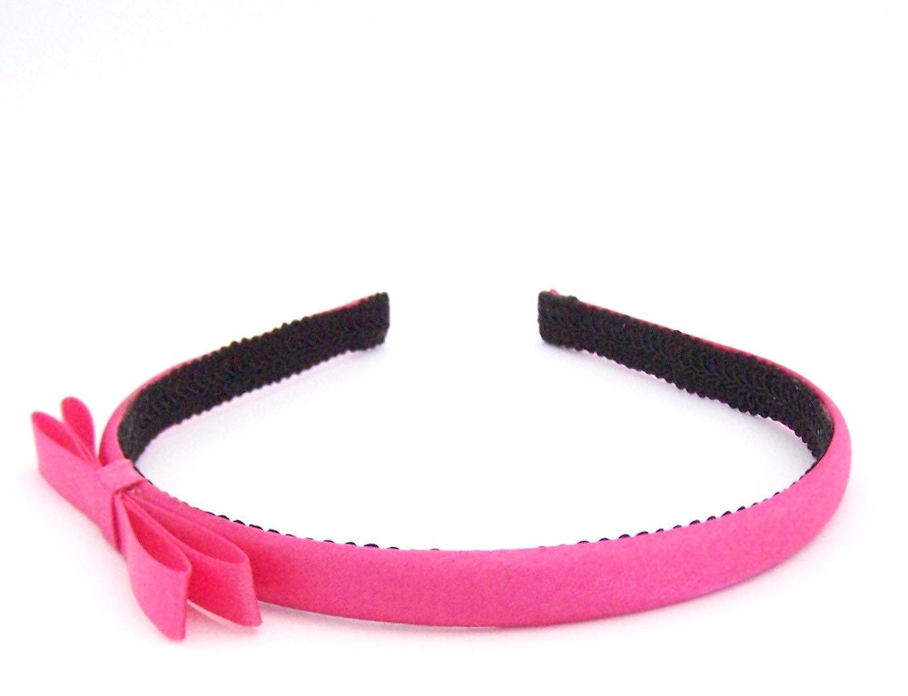 Hot Pink Bow Headband Skinny Headband Solid Hot Pink w/ Etsy