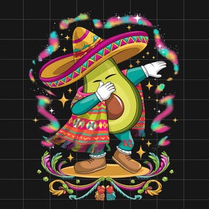 Tamponner poncho mexicain drôle à l'avocat, sombrero Fiesta Party Cinco De Mayo (fichier PNG)