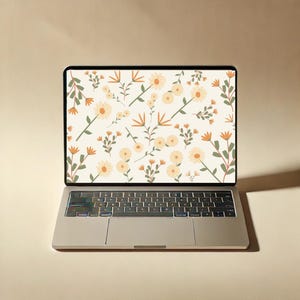 エレガントな花柄の背景 - ノートパソコン、iPad、デスクトップ用のデジタルダウンロード
