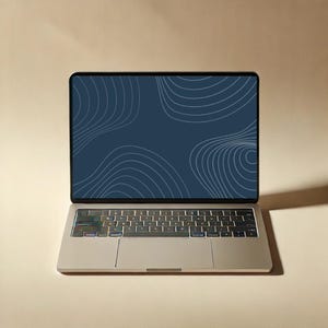 Abstract Dark Blue Waves Background - Digital Download for Laptop, iPad, or Desktop